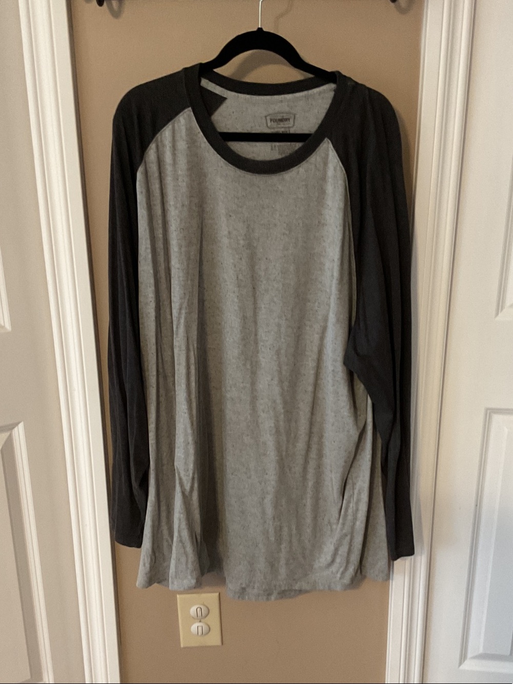 The Foundry Supply Co. Grey Body with Black Raglan Long-Sleeve Tee